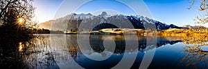 Uebeschisee and Stockhorn in the morning sun - Switzerland, Europe