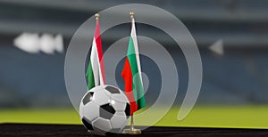 UEFA 2024 Soccer Hungary vs Bulgaria European Championship Qualification, Hungary and Bulgaria with soccer ball. 3d work. Yerevan