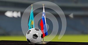 UEFA 2024 Soccer Kazakhstan vs Slovenia European Championship Qualification Kazakhstan and Slovenia with soccer ball. 3d work.