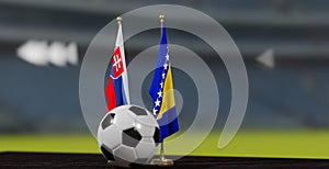 UEFA 2024 Soccer Slovakia vs Bosnia and Herzegovina European Championship Slovakia and BA with soccer ball. 3d work. Yerevan,
