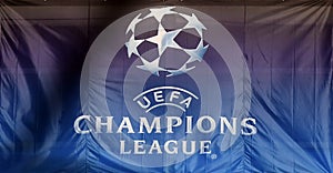 UEFA Champions League logo on flag