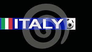 UEFA Euro 2020 lower third with written Italy on it in high resolution alpha matte channel.
