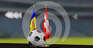 UEFA EURO 2024 Soccer Andorra vs Switzerland European Championship Qualification Andorra and Switzerland with soccer ball. 3d work