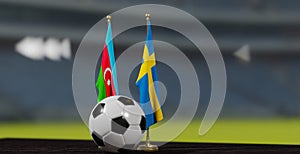 UEFA EURO 2024 Soccer azerbaijan vs Sweden European Championship Qualification, azerbaijan and Sweden with soccer ball. 3d work.