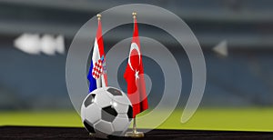 UEFA EURO 2024 Soccer Croatia vs turkey European Championship Qualification, Croatia vs turkey with soccer ball. 3d work. Yerevan