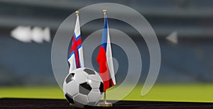 UEFA EURO 2024 Soccer Faroe Islands vs Czech European Championship Qualification Faroe Islands and Czech  with soccer ball. 3d