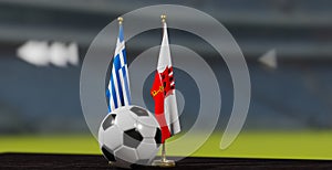 UEFA EURO 2024 Soccer Greece vs Gibraltar European Championship Qualification, Greece vs Gibraltar with soccer ball. 3d work.