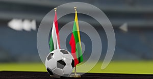 UEFA EURO 2024 Soccer Hungary vs Lithuania European Championship Qualification, Hungary and Lithuania with soccer ball. 3d work.