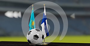 UEFA EURO 2024 Soccer Kazakhstan vs Finland European Championship Qualification, Kazakhstan and Finland with soccer ball. 3d work