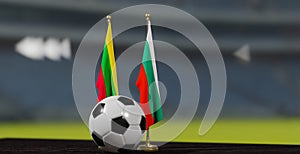 UEFA EURO 2024 Soccer Lithuania vs Bulgaria European Championship Qualification Lithuania and Bulgaria with soccer ball. 3d work.