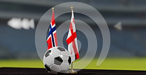 UEFA EURO 2024 Soccer Norway vs Georgia European Championship Qualification, Norway vs Georgia with soccer ball. 3d work. Yerevan