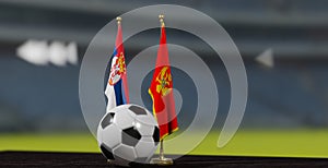 UEFA EURO 2024 Soccer Serbia vs Montenegro European Championship Qualification, Serbia and Montenegro with soccer ball. 3d work.