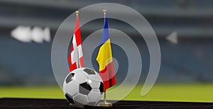 UEFA EURO 2024 Soccer Switzerland vs Romania European Championship Qualification Switzerland and Romania with soccer ball. 3d work