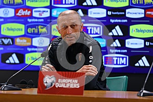Uefa Euro 2024, European Qualifiers, press conference Blagoja Milevski North Macedonia coach manager