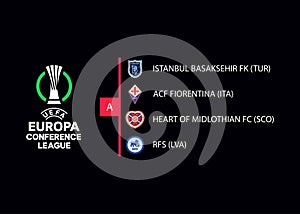 2022-2023 UEFA Europa Conference. Group A. Istanbul Basaksehir, Fiorentina, Heart of Midlothian, RFS. Kyiv, Ukraine - August 31,