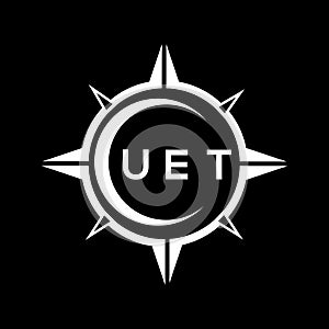 UET abstract technology logo design on Black background. UET creative initials letter logo concept