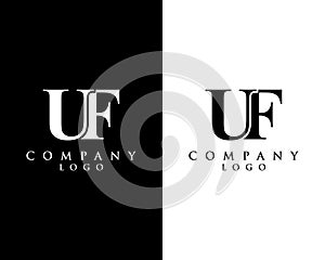 UF, FU letter logo design with black and white color that can be used for creative business and company