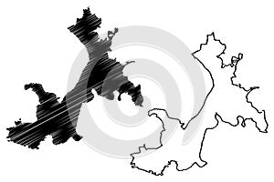 Ufa City Russian Federation, Russia map vector illustration, scribble sketch City of Ufa map