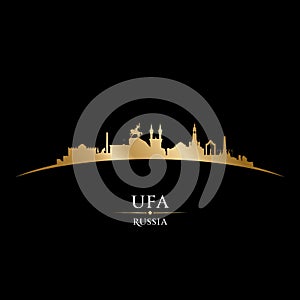 Ufa Russia city silhouette black background