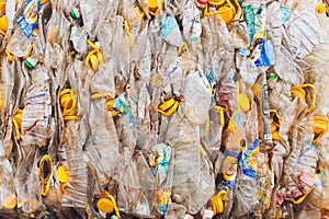 Ufa, Russia, 1 July, 2019: Large stack of old plastic bottles.
