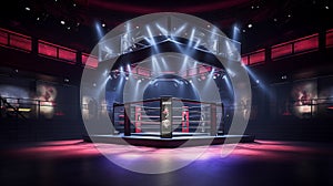 UFC Fight Night. Showcasing an Octagonal Podium Fighting Ring