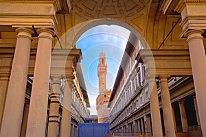The Uffizi Gallery and Palazzo Vechio on Piazza della Signoria square  in the Historic Centre of Florence