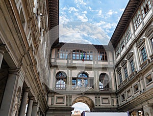 Uffizi Gallery. Piazza degli Uffizi square in Florence, Italy