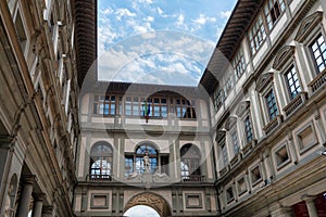 Uffizi Gallery. Piazza degli Uffizi square in Florence, Italy
