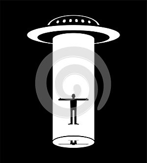 UFO abduct people. Flying saucer snatch man