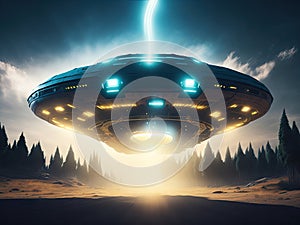 UFO alien abduction. ai generative