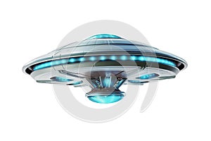 UFO alien spaceship isolated on white background.