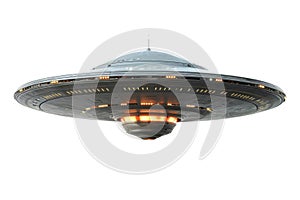UFO, alien spaceship isolated on white background