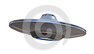 UFO - alien spaceship isolated on white background. 3D rendered illustration