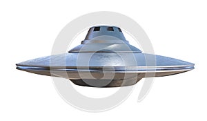 UFO - alien spaceship isolated on white background. 3D rendered illustration