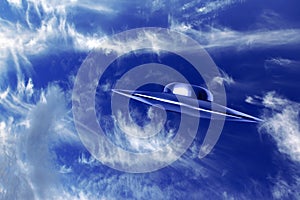 UFo and beautiful blue sky