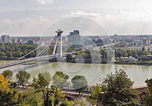 UFO Bridge in Bratislava, Slovakia.