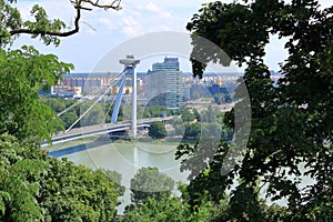 UFO bridge over Danube river in Bratislava, Slovakia