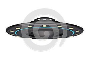 UFO Concept. Alien Spaceship or Flying Saucer . 3d Rendering photo