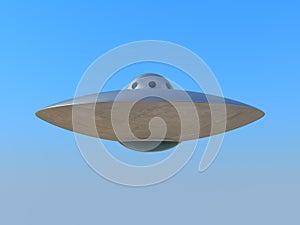 UFO flying in blue sky