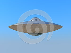 UFO flying in blue sky