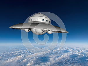 UFO Flying Saucer Above Earth