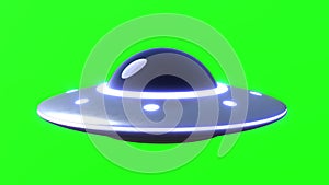 UFO Flying Saucer spaceship isolated on green screen chroma key