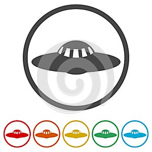 UFO Flying Saucer Vector Icons set