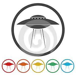 UFO Flying Saucer Vector Icons set