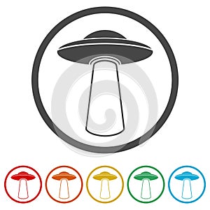 UFO Flying Saucer Vector Icons set