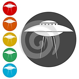 UFO Flying Saucer Vector Icons set