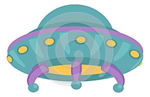 Ufo icon. Cartoon flying saucer. Alien ship