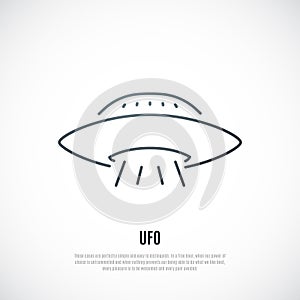 UFO icon in line style. Alien spaceship.
