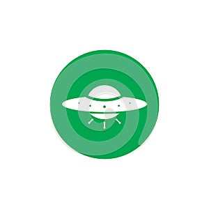 UFO Icon Vector in Circle Shape. Unidentified Flying Object Symbol