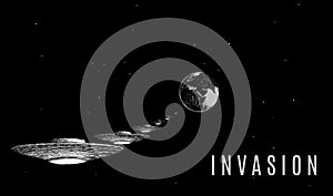 Ufo invader invation vector illustration photo